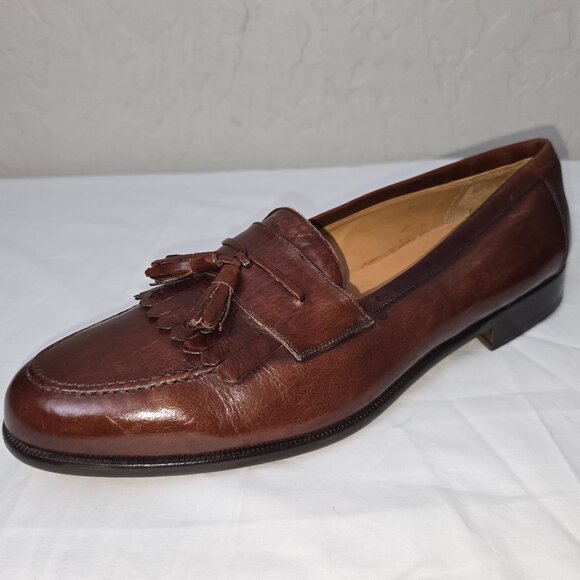Mezlan Santander Brown Leather Slip On Kiltie Tassel Loafers Men’s Size 10.5 - Picture 3 of 10